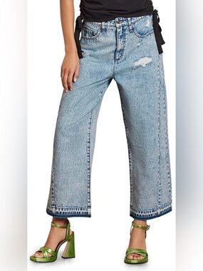 Circus NY Sam Edelman High Waist Wide Leg Crop Jeans~ Strongman Acid Wash